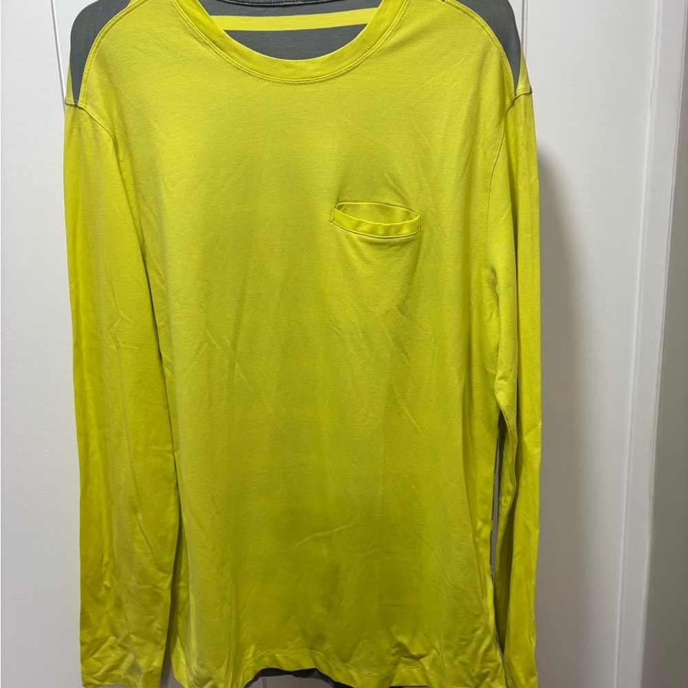LULULEMON SPEA Yellow Grey In Your Element LS Shirt Top Men's XL STRIPE LONG